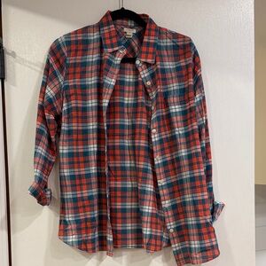 J. Crew Vibrant Red and Blue Plaid Shirt